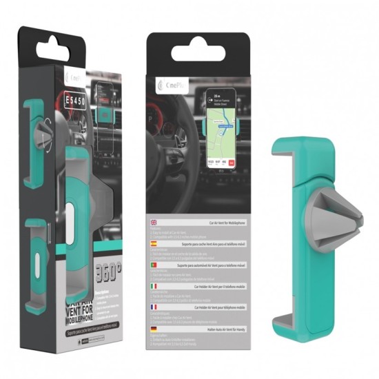 ONE PLUS E5450 UNIVERSAL MOBILE SUPPORT FOR AIRVENT, 3.5 "- 6.3", 360º ROTATION AZUL ( 2500632 ) ONE PLUS E5450 UNIVERSAL MOBILE SUPPORT FOR AIRVENT, 3.5 "- 6.3", 360º ROTATION AZUL ( 2500632 )